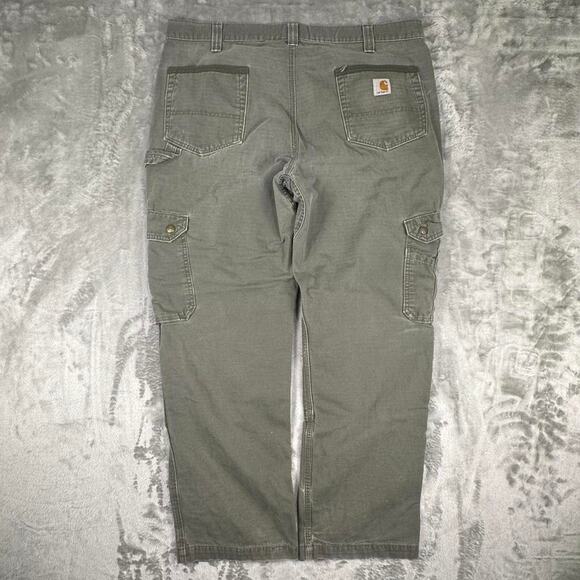 Vintage Carhartt Ripstop Double Knee Olive Green Cargo Pants B342-MOS Size 38x30 - Picture 2 of 8